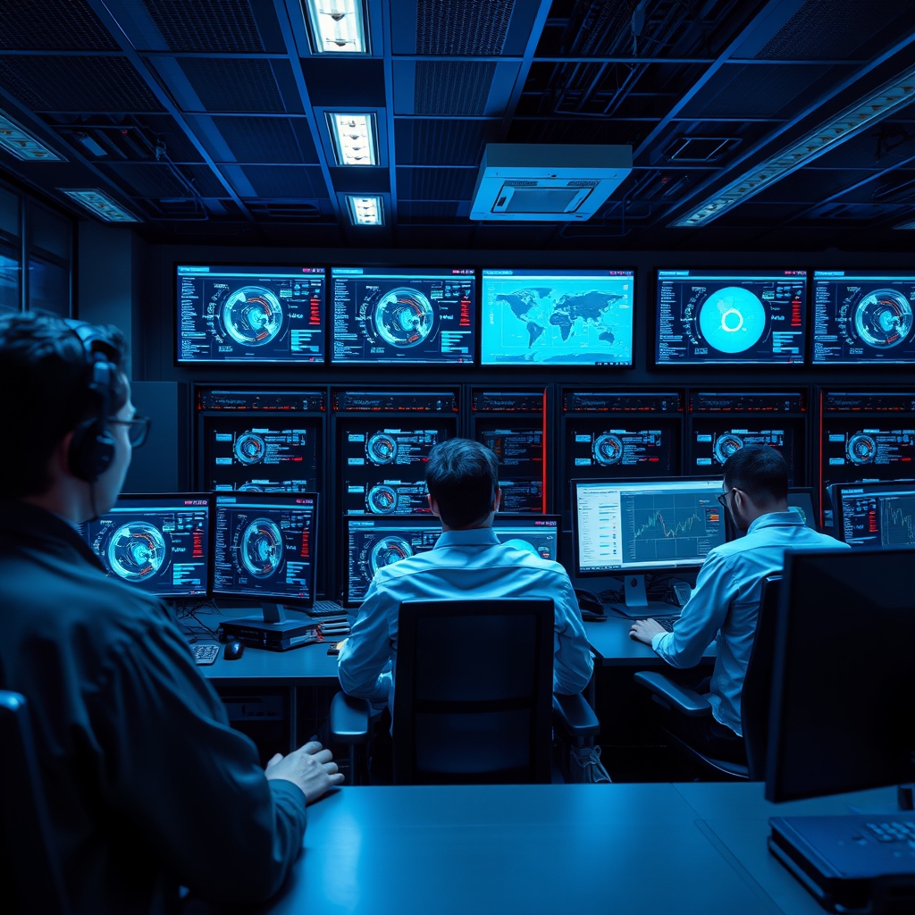 Techniciens supervisant et maintenant les infrastructures informatiques d'entreprise.